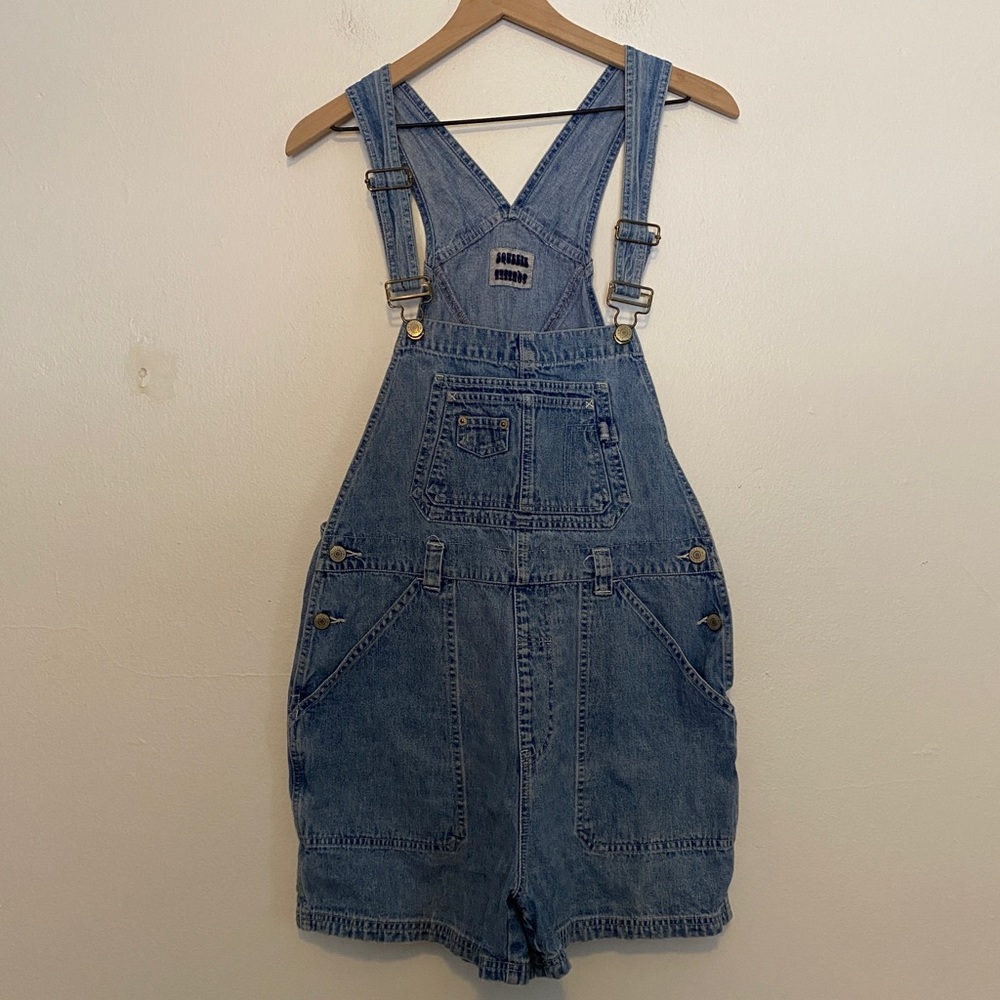 Vintage 90’s squeeze denim overall shorts
